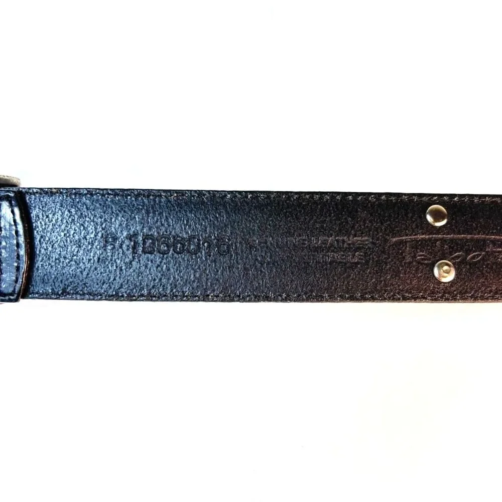 Talbots Women's NWOT Black Leather Silver Buckle Gardening Charm Belt Size XL